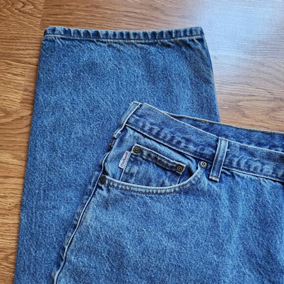Carhartt Jeans Mens Size 42x30 Denim Blue Loose Fit Work Pants B167-DST - Picture 2 of 10